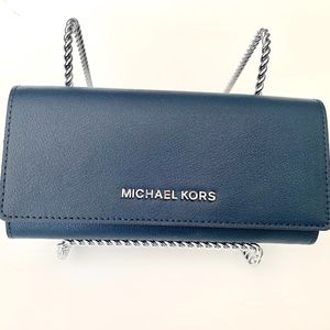 MICHAEL KORS NAVY BLUE JET SET TRAVEL WALLET